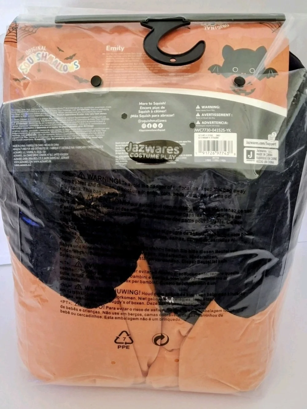 Squishmallows Emily Pumpkin Costume Vest - Orange & Black